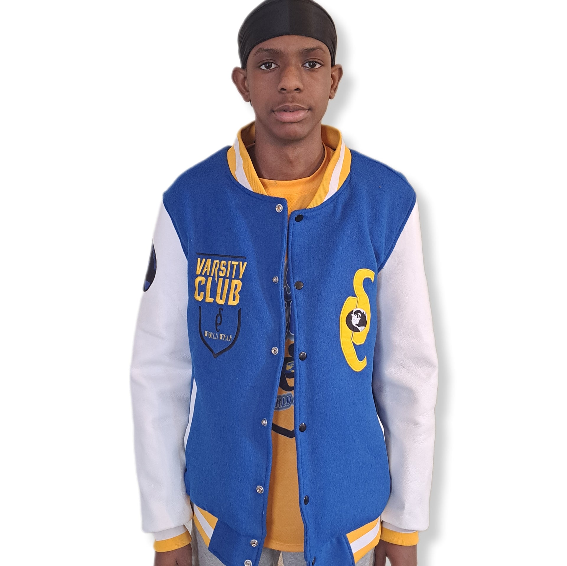 Varsity Club Blue/White/Yellow Lettermen's Varsity Jacket. - SPEED OF CHOICE® 
