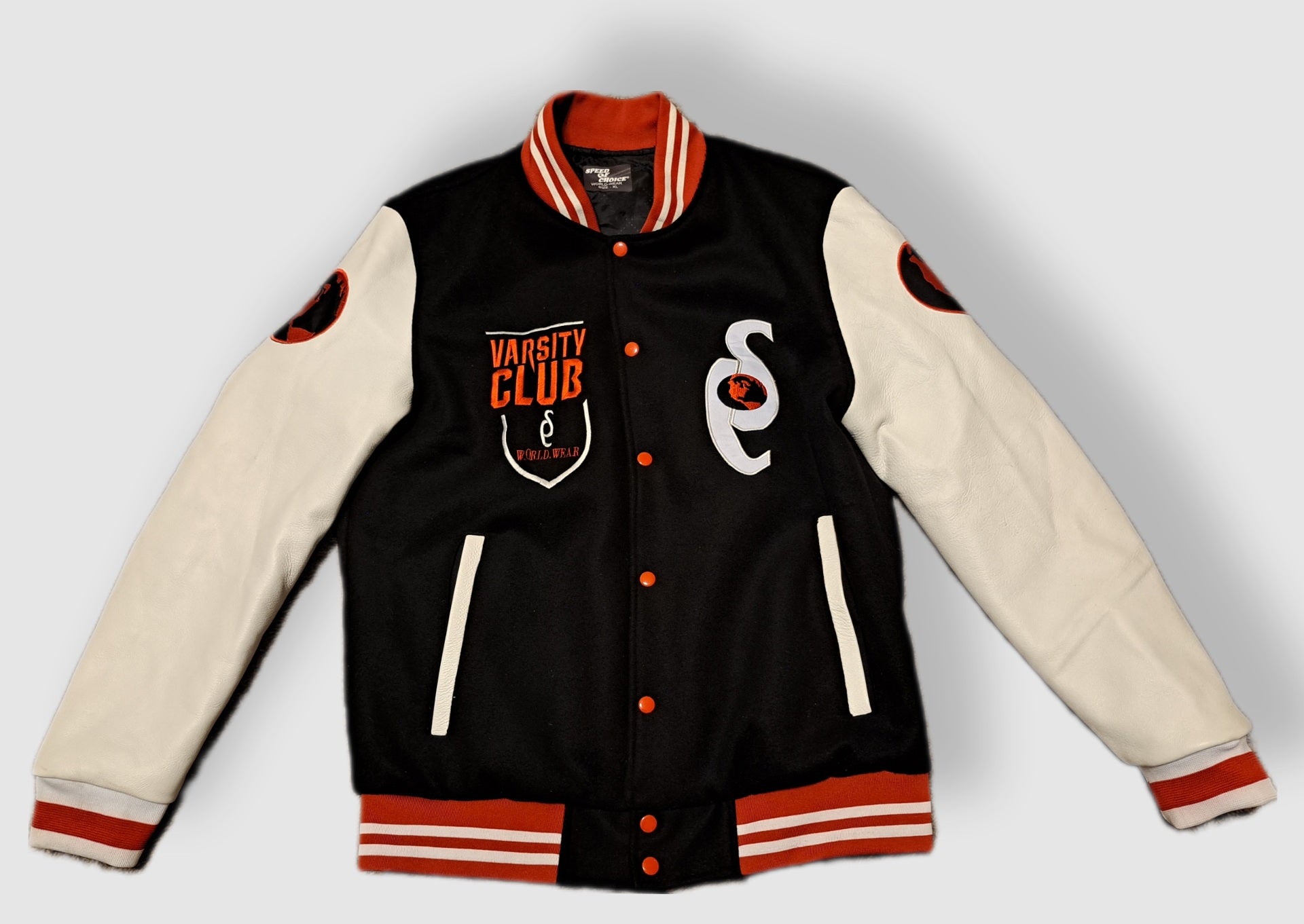 Varsity Club Black/White/Red Lettermen's Varsity Jacket - SPEED OF CHOICE® 